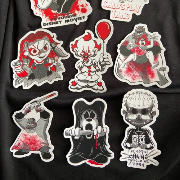 Exclusive Set Bundle of 8 Disney Horror Halloween Goth Vinyl Stickers - Picture 2 of 16